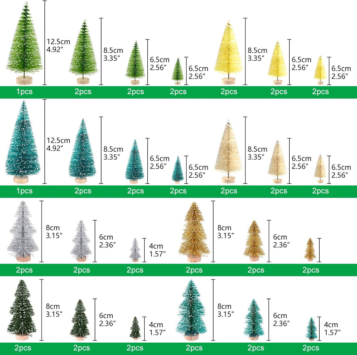 Árboles de Navidad Mini KUUQA 50 Pcs Sisal para Decoración