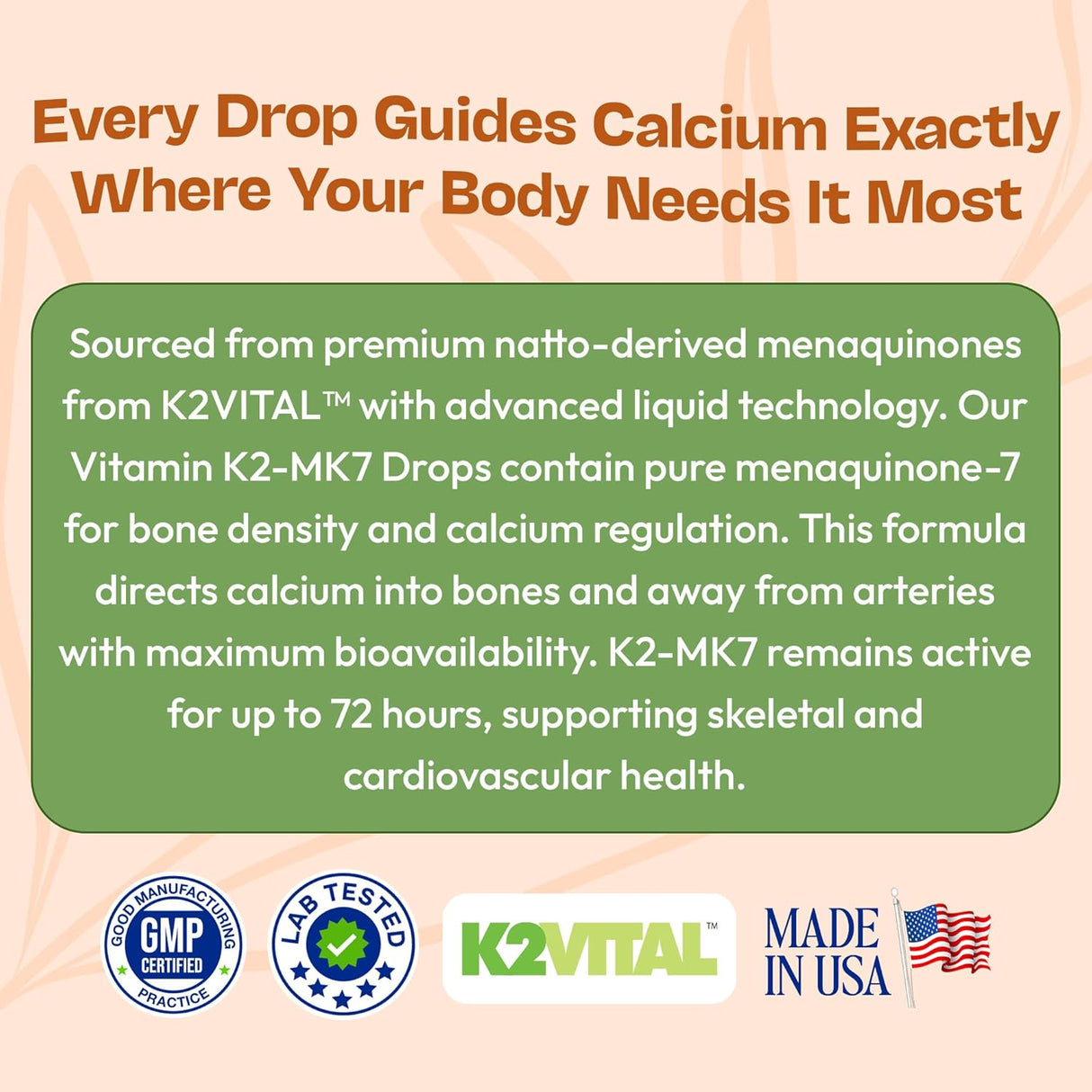 Suplemento líquido de K2 MK7, vegano, no GMO, 60ml