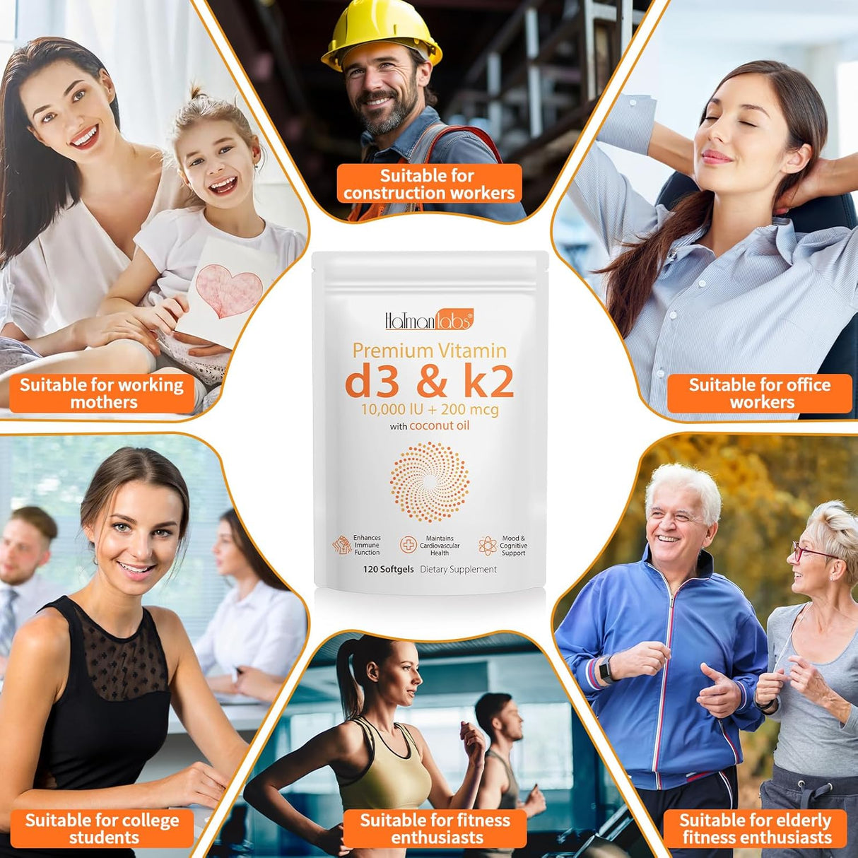 Suplemento de Vitamina D3 K2, 10000 IU, Salud Ósea y Inmunidad