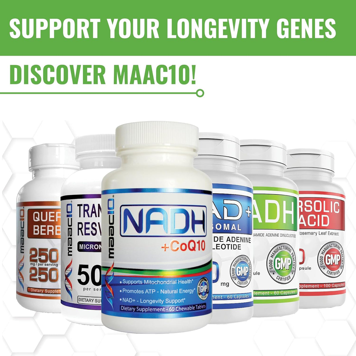 Suplemento MAAC10 NADH 20mg cada 60 cápsulas para energía