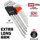 Juego de Llaves Hexagonales SAE Powerbuilt, 9 Piezas, 240096