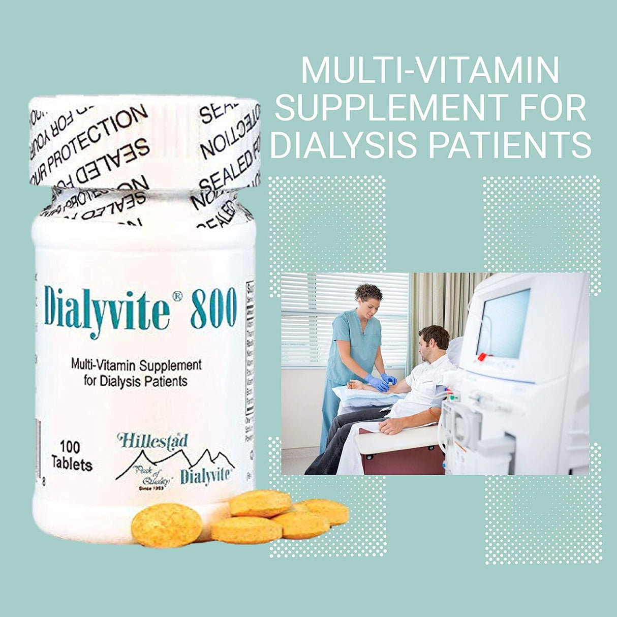 Suplemento Multi-Vitaminas Dialyvite 800 de Hillestad Labs, 100 Tab.