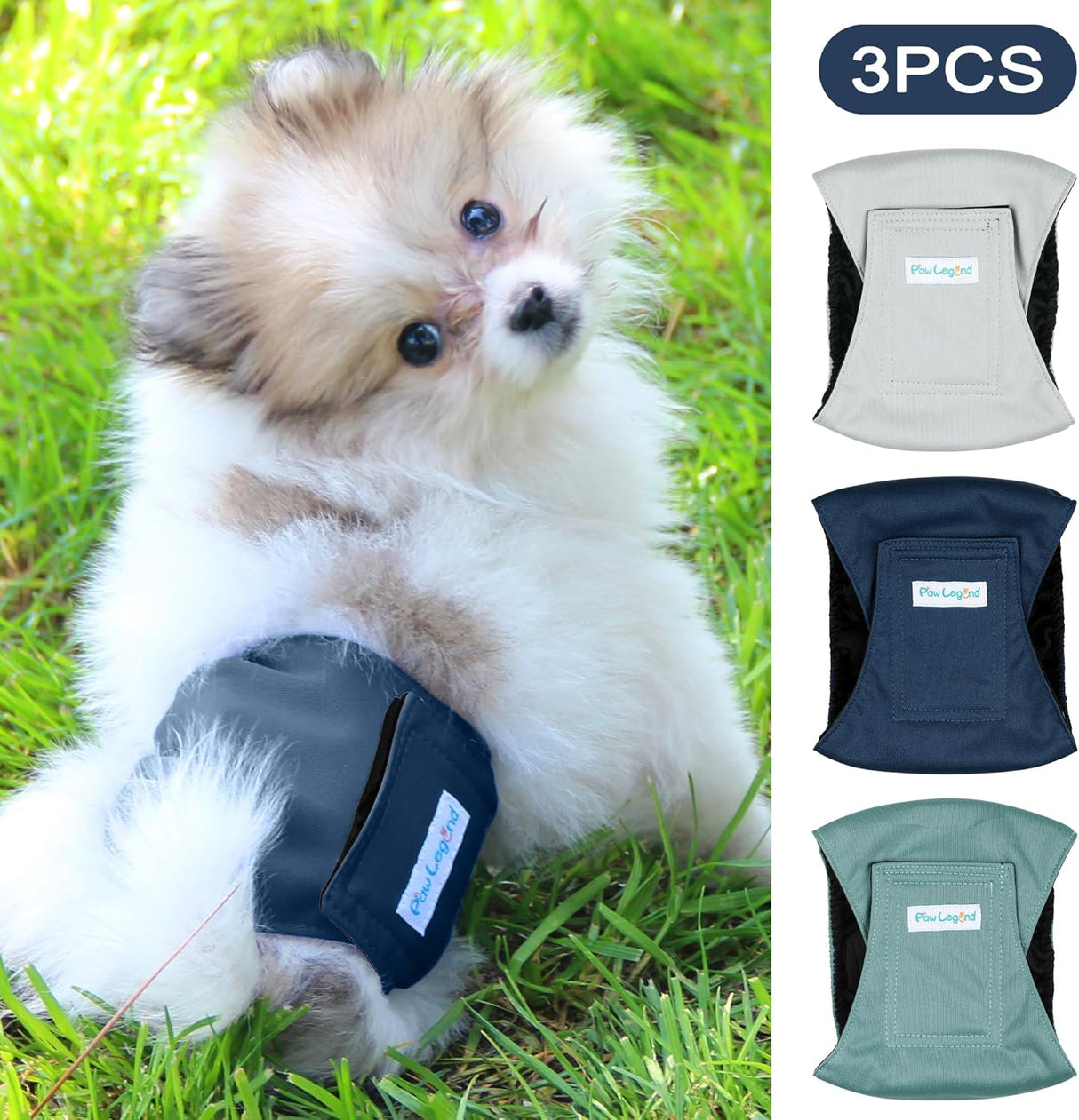 Paw Legend Pañales lavables  (paquete de 3, S) perros