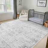 LIVEBOX Alfombra Lavable 8x10 Boho Antideslizante Vintage