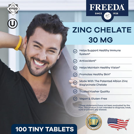 Suplementos de zinc quelado Kosher 30 mg de quelato de zinc
