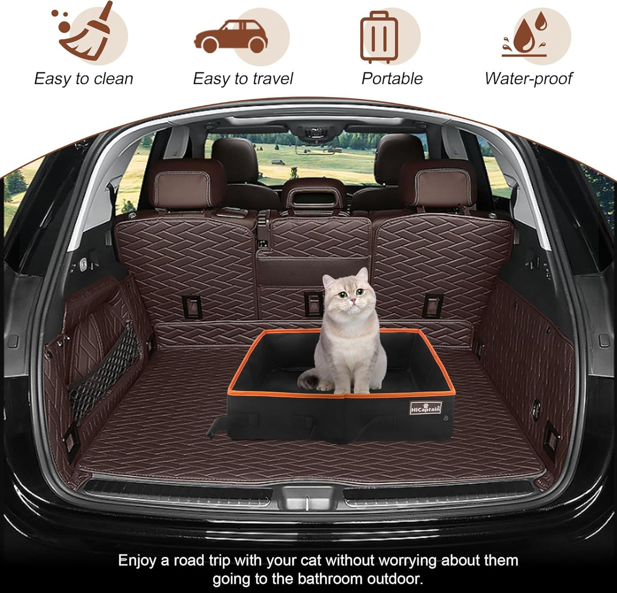 Caja de arena plegable para viajes en automóvil negro