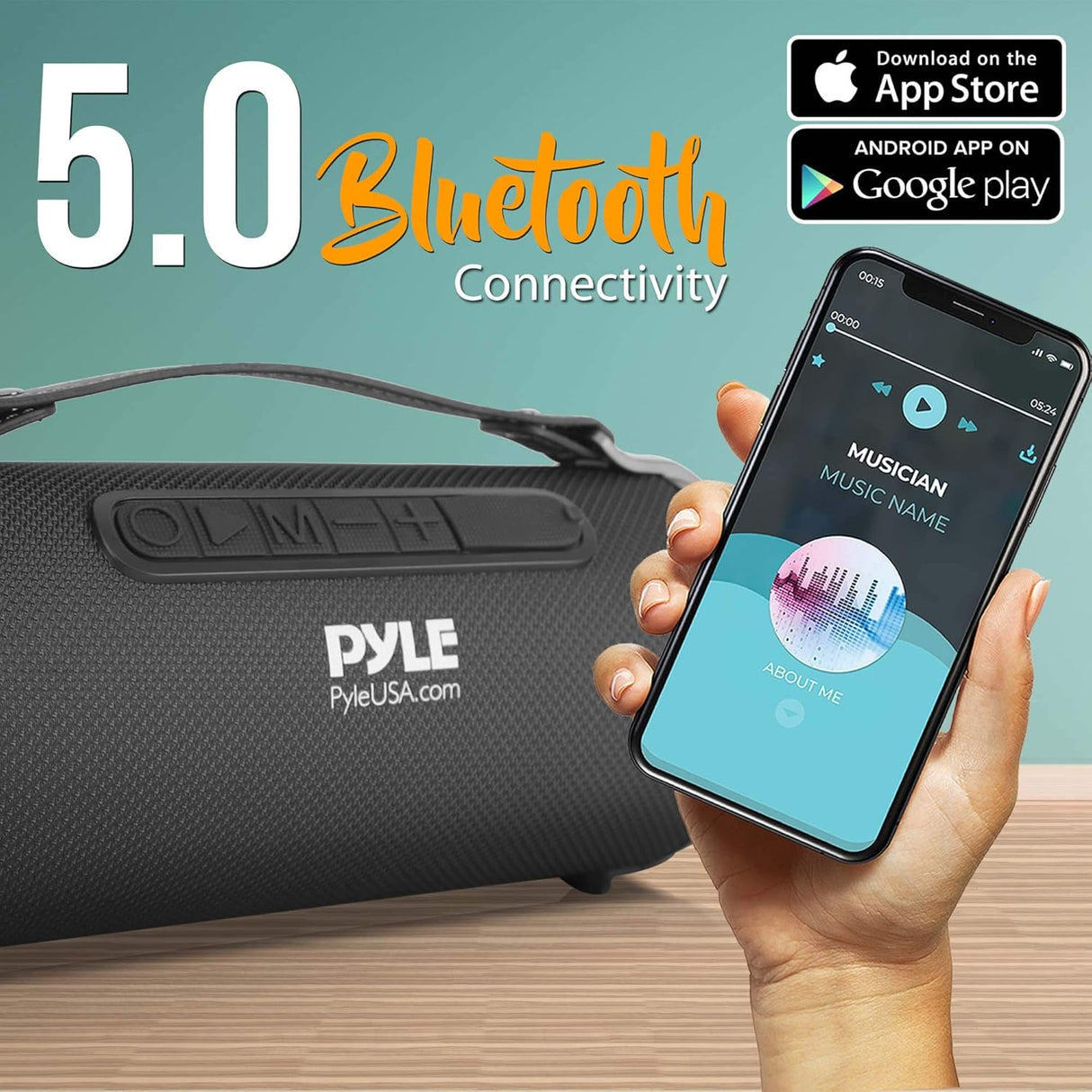Altavoz inalámbrico portátil Bluetooth Pyle PBMSPG1BK