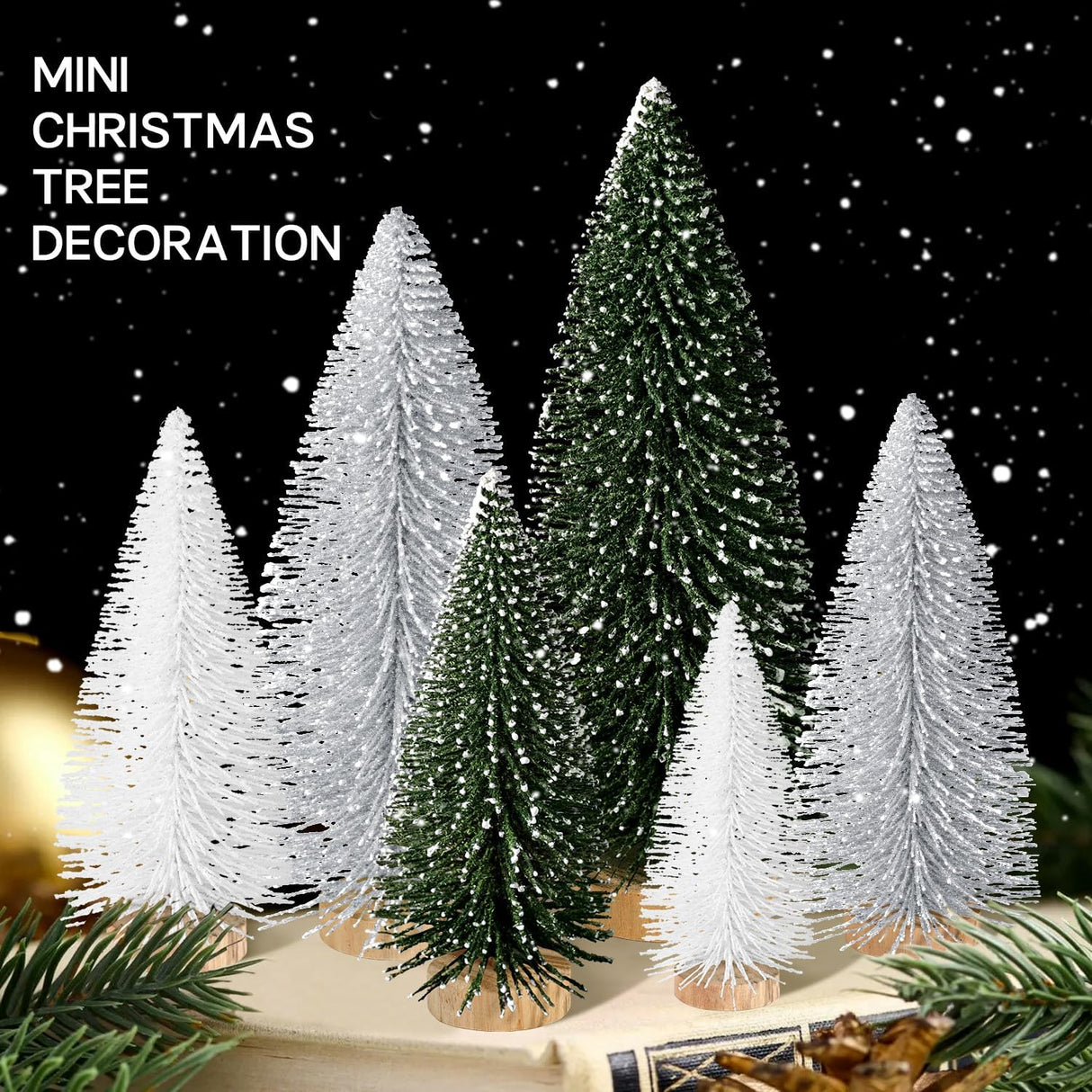 Mini Árboles de Navidad Artificiales, Decoración Festiva, Set 6pcs