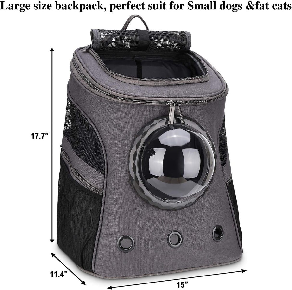 Mochila grande para gatos con burbujas gris