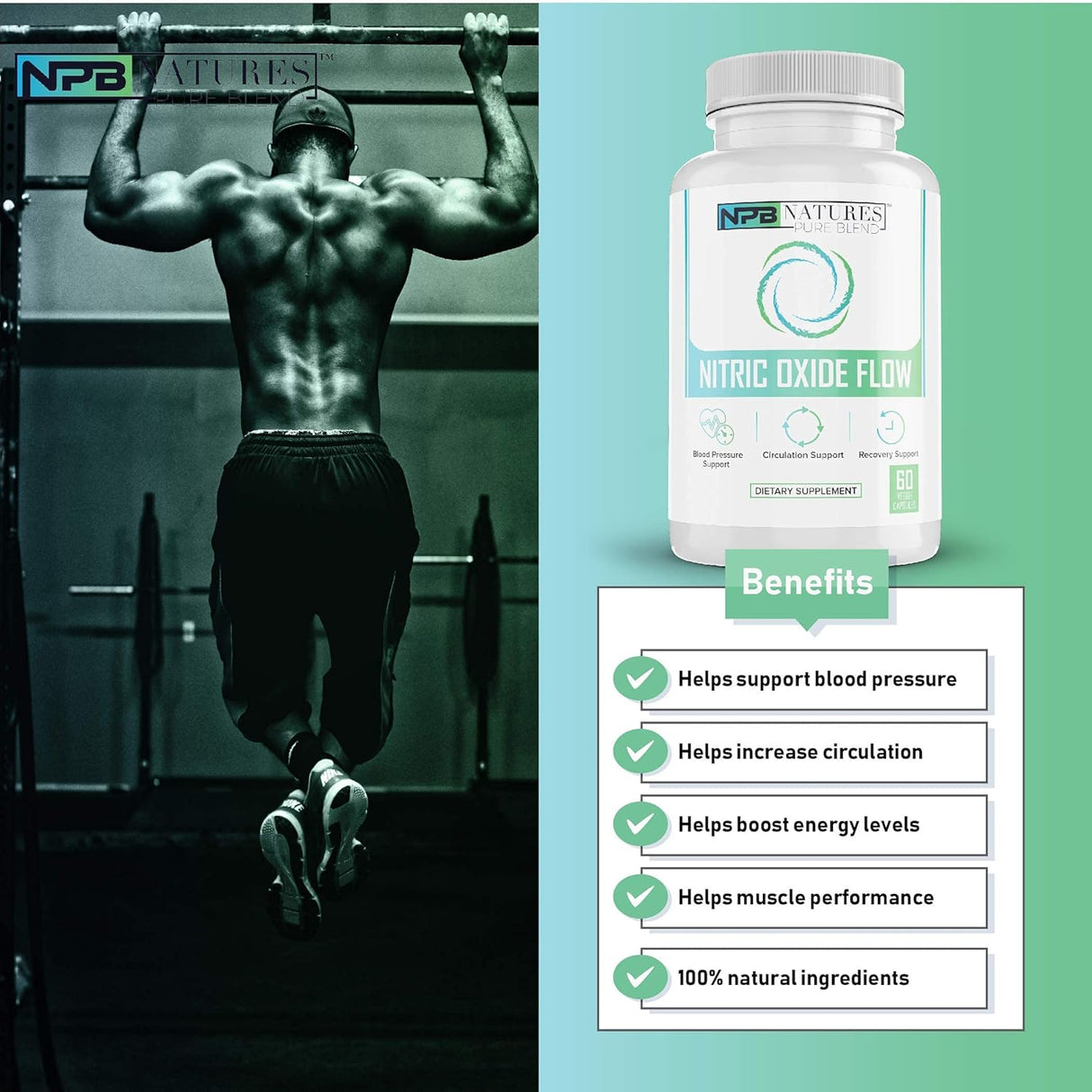 Suplemento de óxido nítrico Nature's Pure Blend  L-arginina