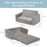 Silla convertible extra ancha 2 en 1 para niños, Gris