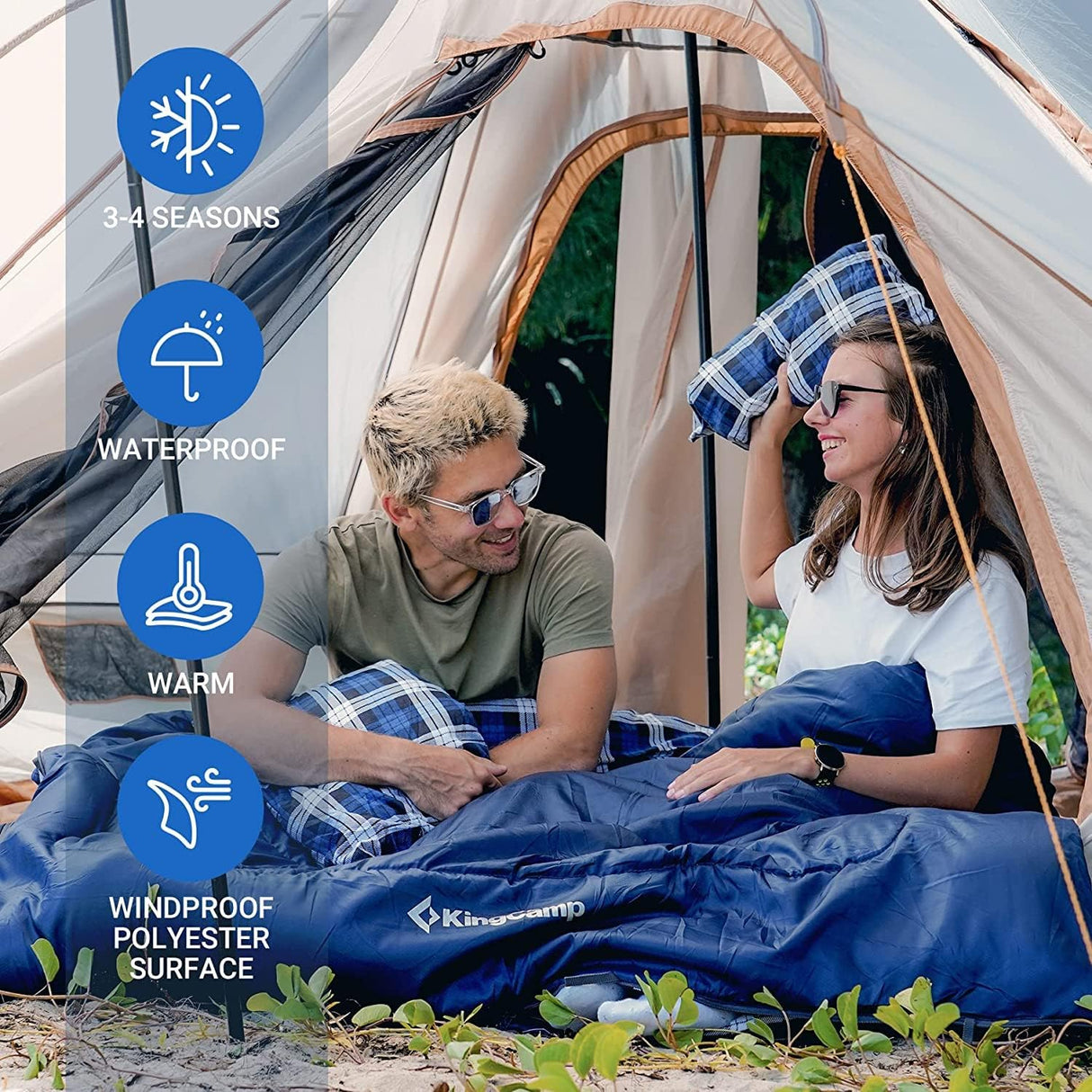 Saco de dormir doble de 20 grados para adultos