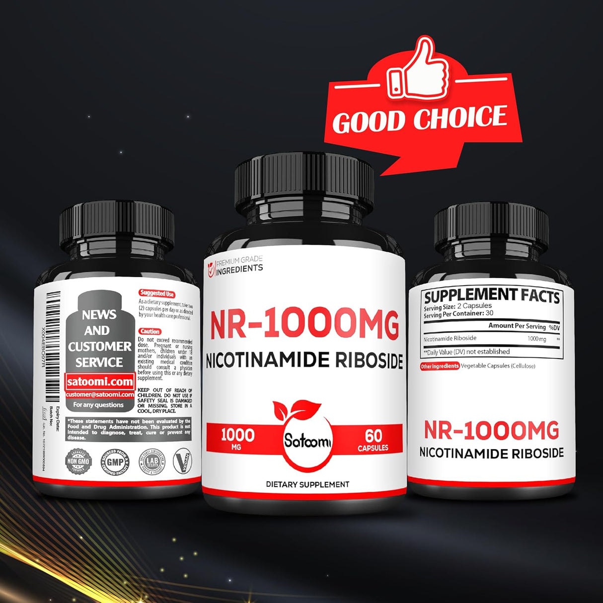 Suplemento 1000mg NAD Nicotinamida Ribósido, 60 cápsulas