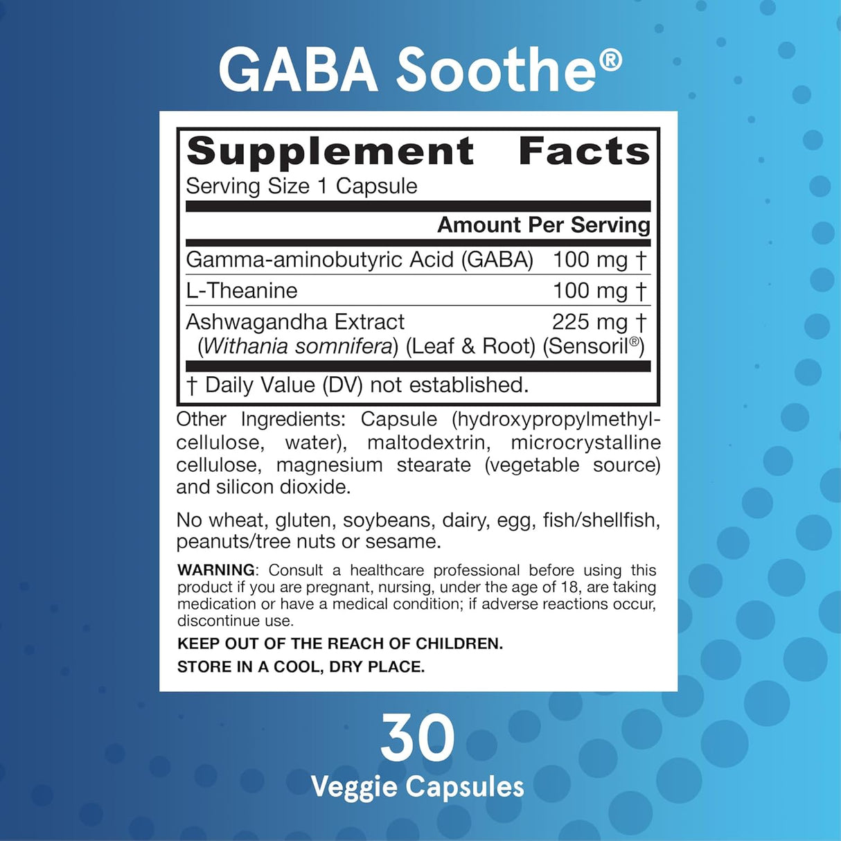 Suplemento GABA Soothe Jarrow, Relajación, 30 cápsulas veganas