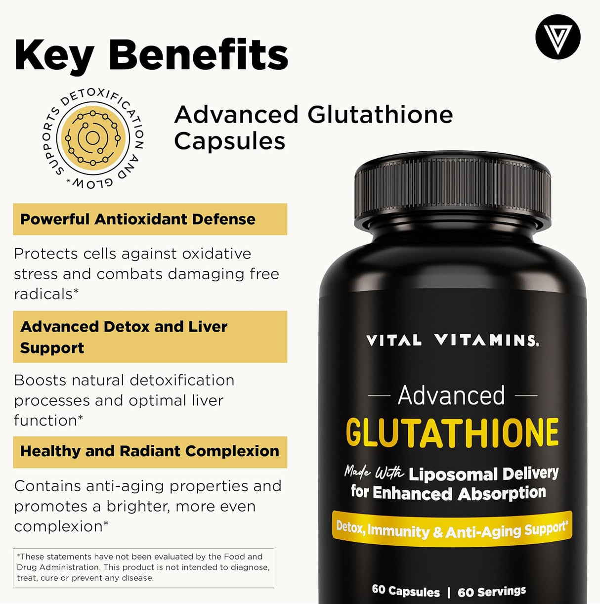 Suplemento Vitamínico Vital Vitamins Glutatión - 500mg L-Glutathione