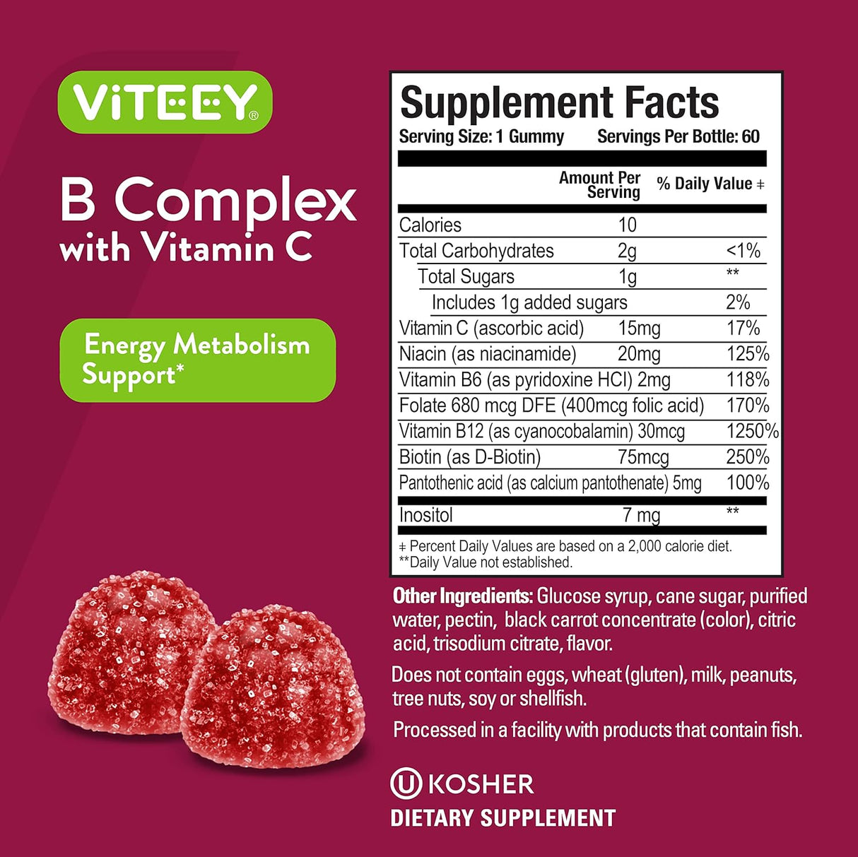Gomitas con Vitaminas B, C, Niacinamida y Calcio - Apoyo Energético y Nervioso