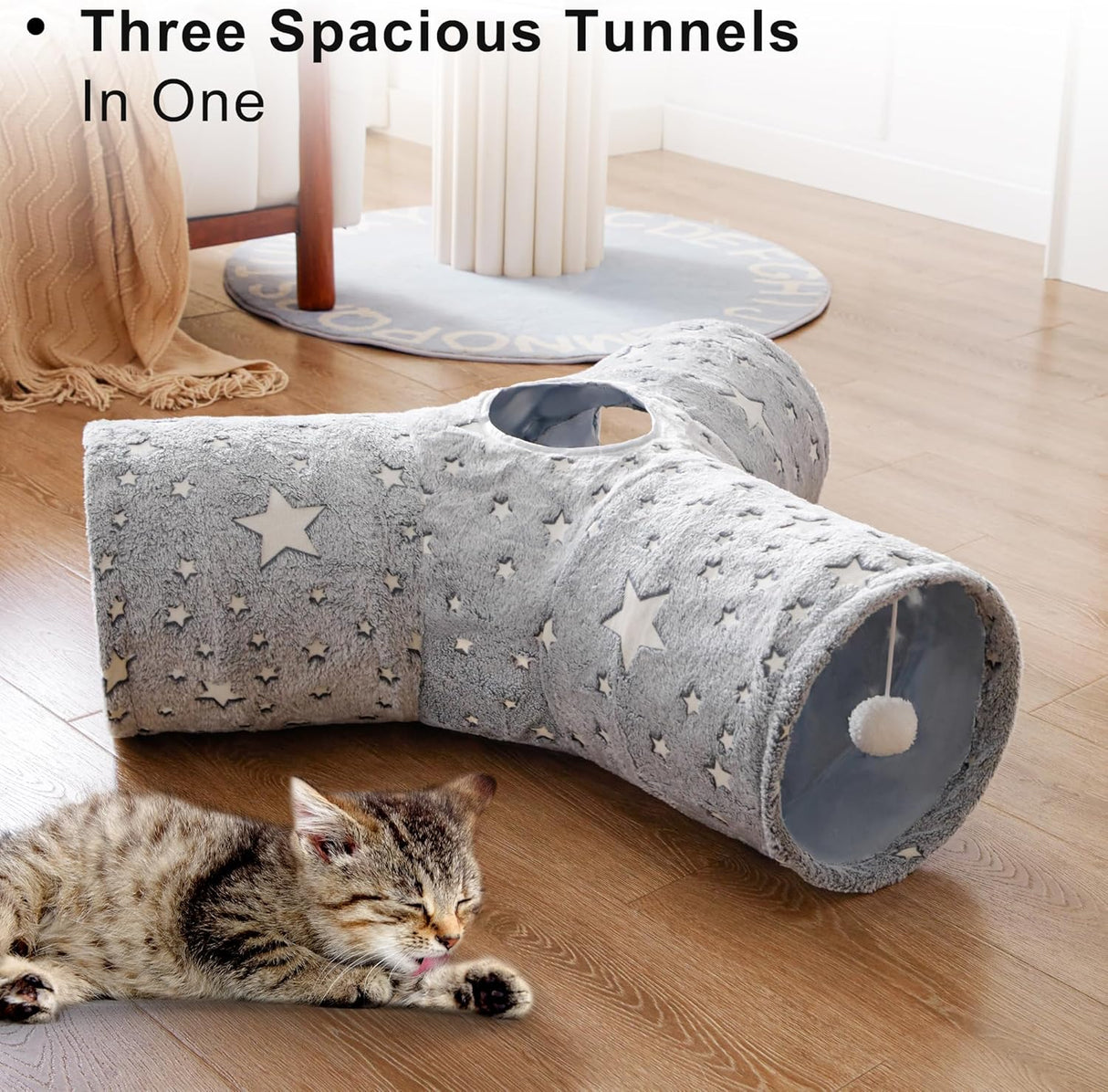 Túnel para gatos Love's Cabin 3 Vías con bola y orificio