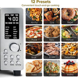 Nuwave Bravo - Horno tostador digital 12 en 1, horno de convección de encimera y freidora de aire, 1800 vatios, capacidad de 21 cuartos de galón, controles de temperatura de 50°-450°F, cocción envolvente de doble zona, tecnología T lineal, aspecto SS