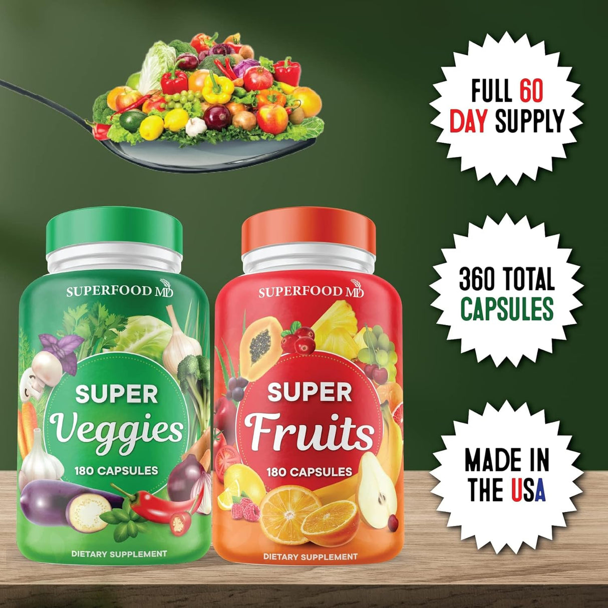 Suplemento de Frutas y Verduras, Natural Energy, 360 Cápsulas