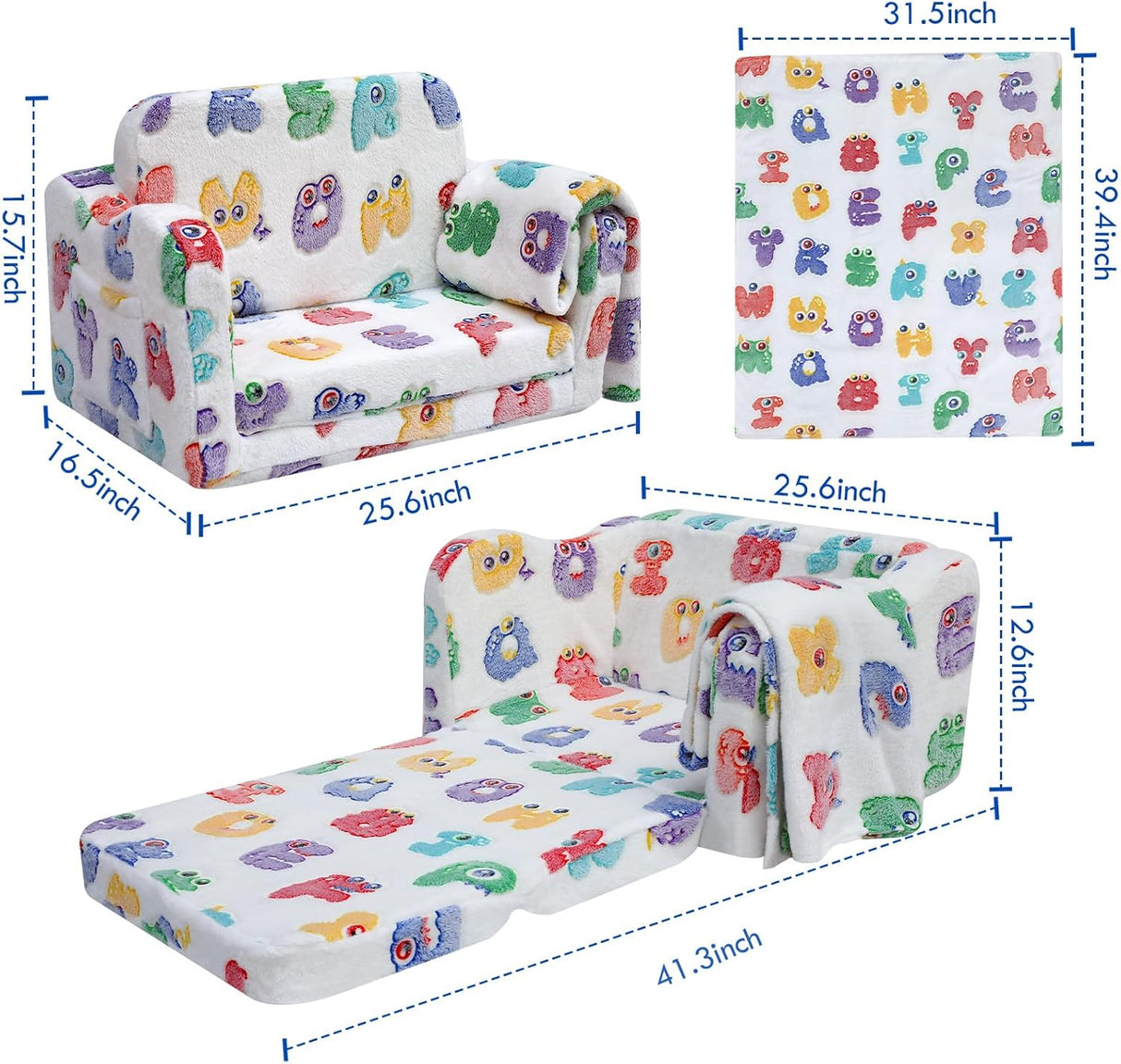 Silla plegable de felpa suave que brilla en la oscuridad