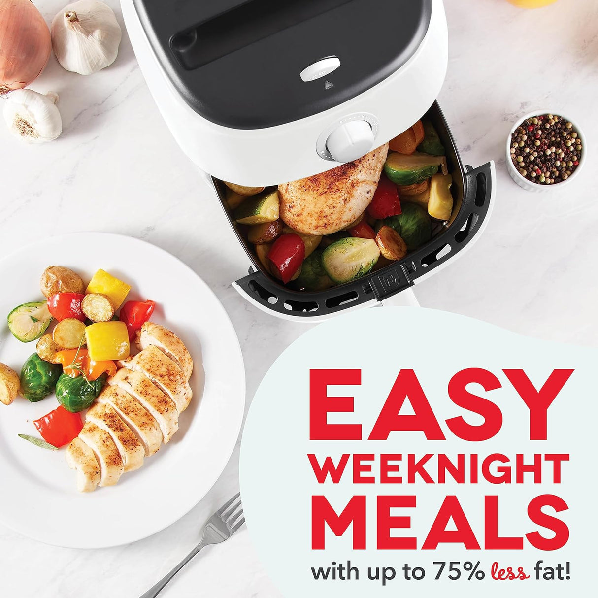 Freidora de Aire DASH Tasti-Crisp™, 2.6 Qt., 1000-Watt, Compacta