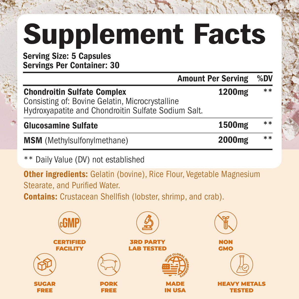 Suplemento Articular Glucosamina, Chondroitina y MSM - 150 Caps
