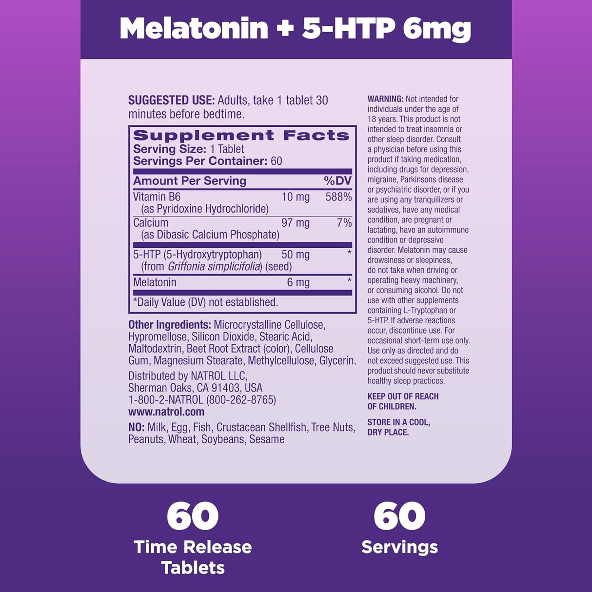 Suplemento avanzada 6 mg con 5HTP 60tab liberación prolongad
