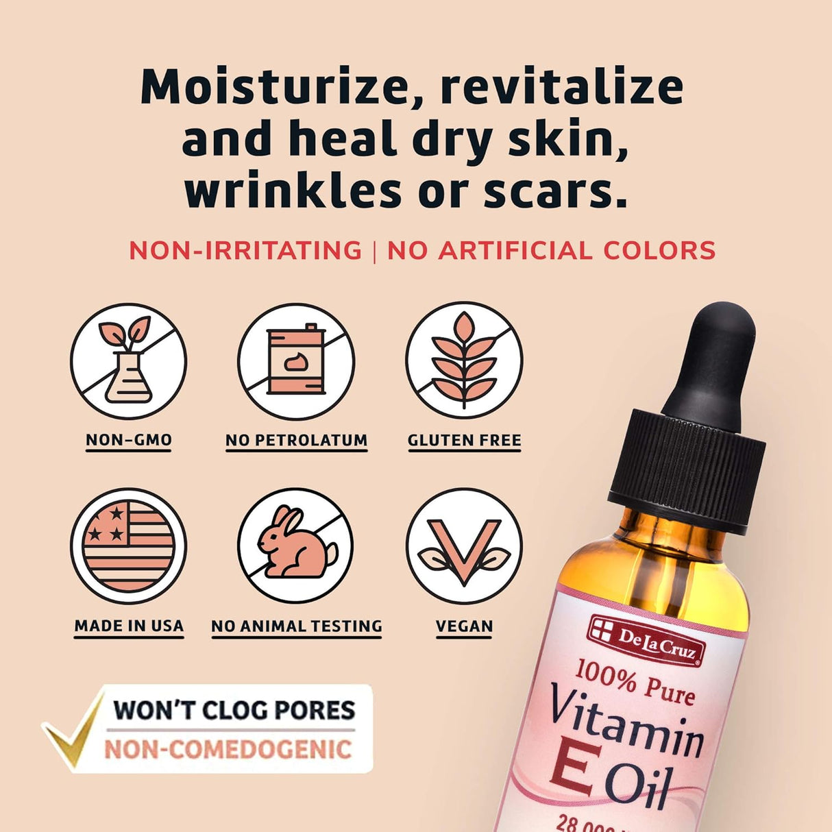 Aceite de Vitamina E para Rostro 28,000 UI Sin Conservantes