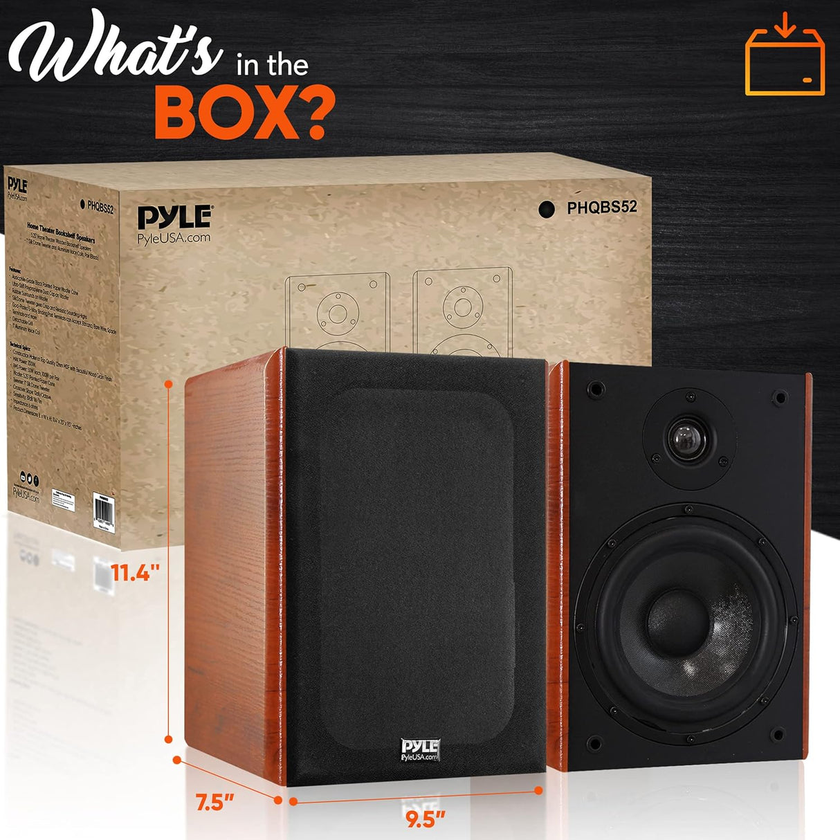 Parlantes de madera para el hogar PYLE-HOME PHQBS52