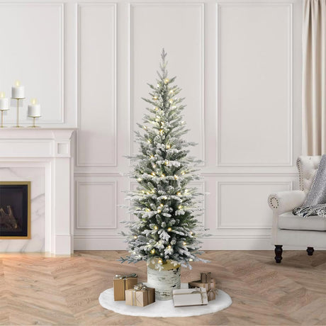 Árbol de Navidad artificial Puleo, Flocked, Pino Ártico, 301-PTO9760-60LW120