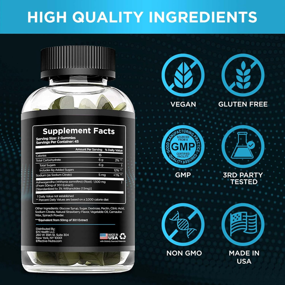 Gomitas de Ashwagandha 1500mg - Suplemento para Estrés y Sueño