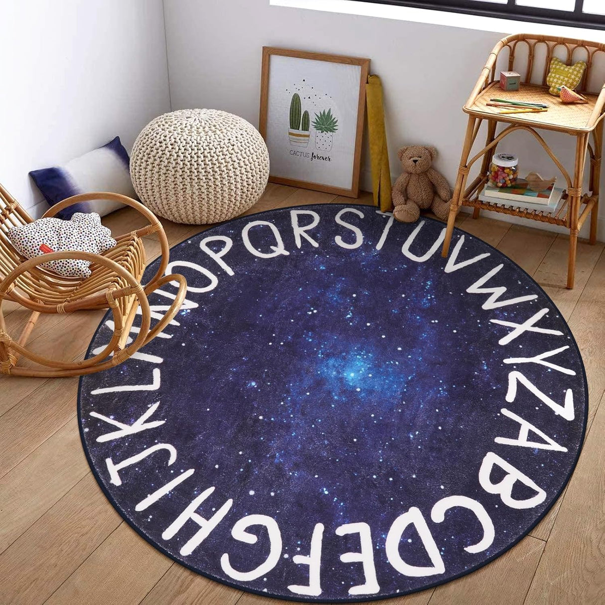 Alfombra Redonda Kids LIVEBOX, ABC, Lavable, 71 Modelo Galaxia