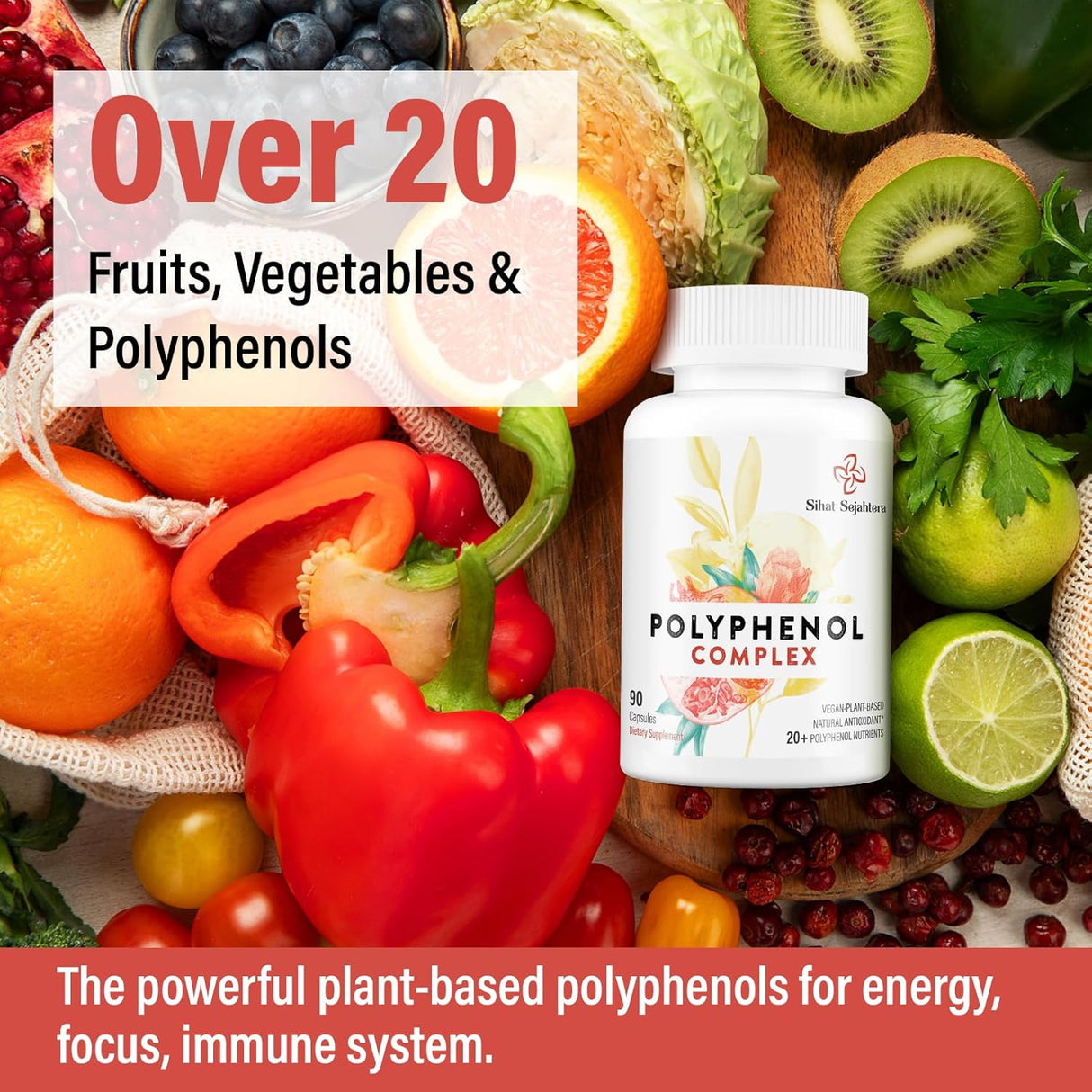 Suplemento de Polifenoles 67,500 MG  Antioxidantes y Energía
