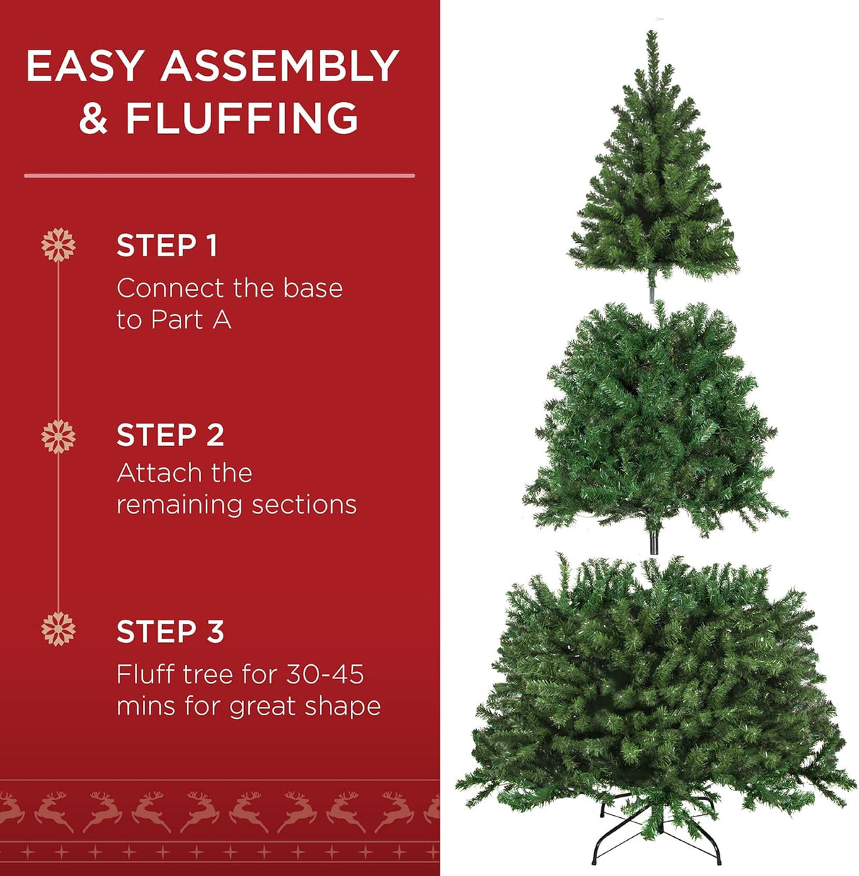Árbol de Navidad artificial de 6ft con 798 puntas y base plegable