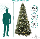 Árbol de Navidad Artificial 7.5ft con Luces y Punta Nevada