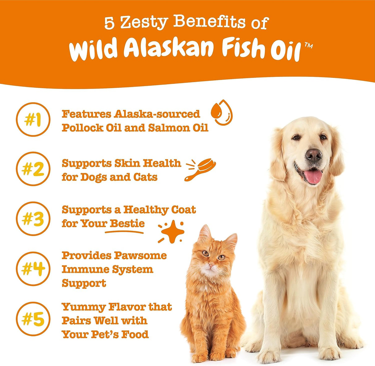 Aceite de pescado salvaje de Alaska para perros y gatos.