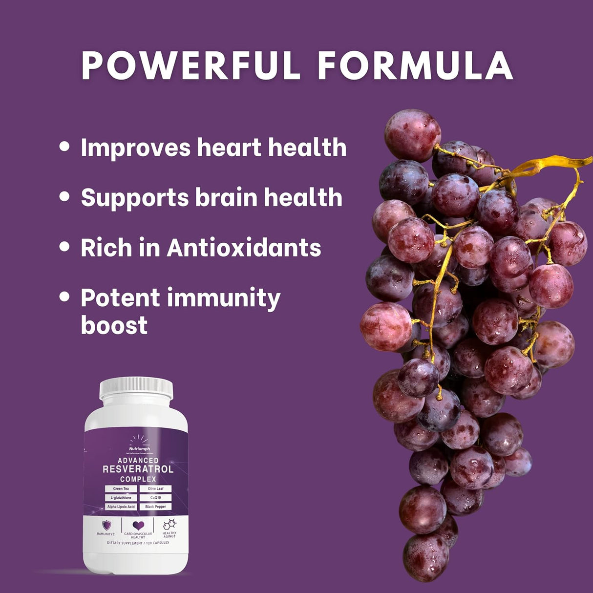 Suplemento Complejo avanzado de resveratrol con CoQ10 120 un