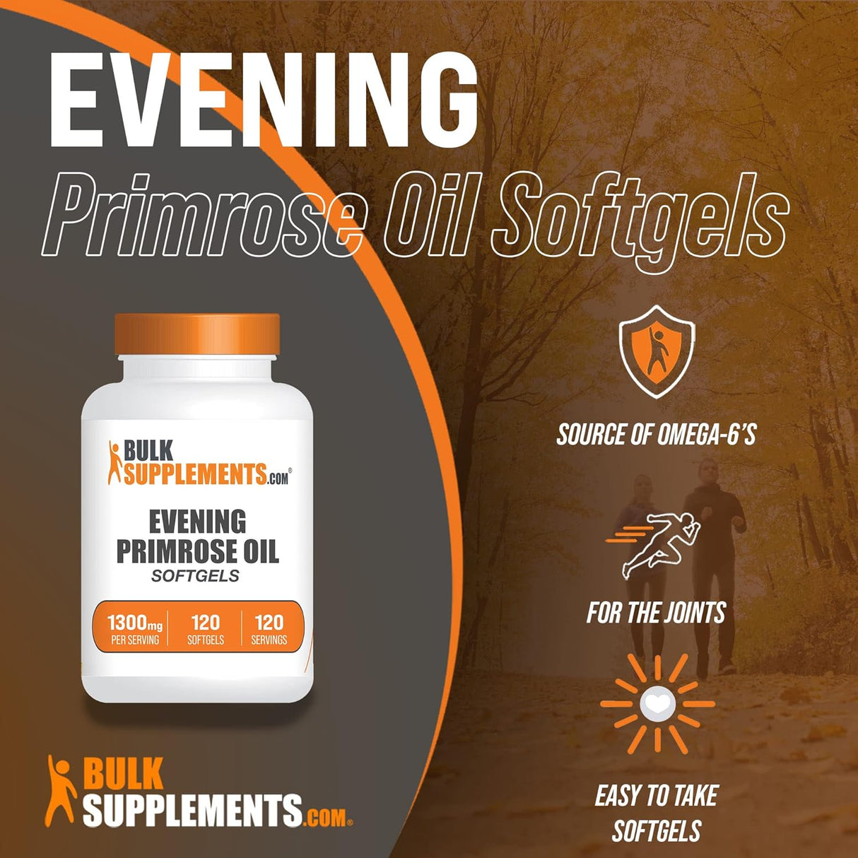 Suplemento BULKSUPPLEMENTS Aceite de onagra de 1300 mg cáp