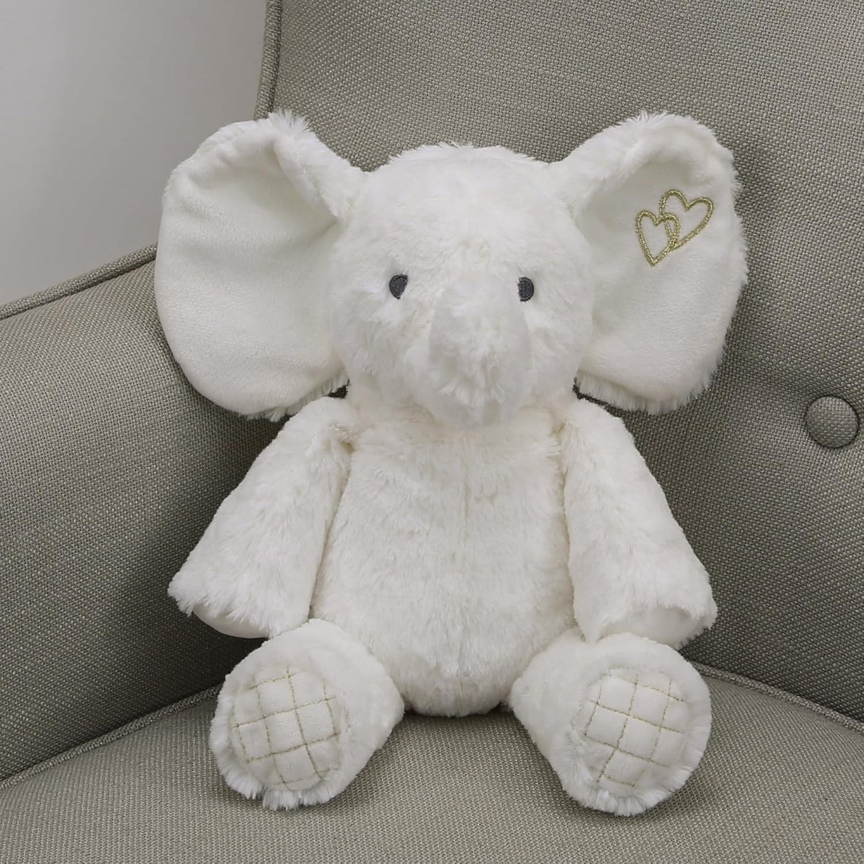 Lambs &amp; Ivy Signature Jamboree - Elefante de peluche, malvavisco, gris, dorado, blanco