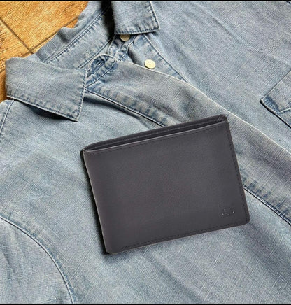 Billetera Bifold de Cuero Real con RFID - Minimalista Nappa