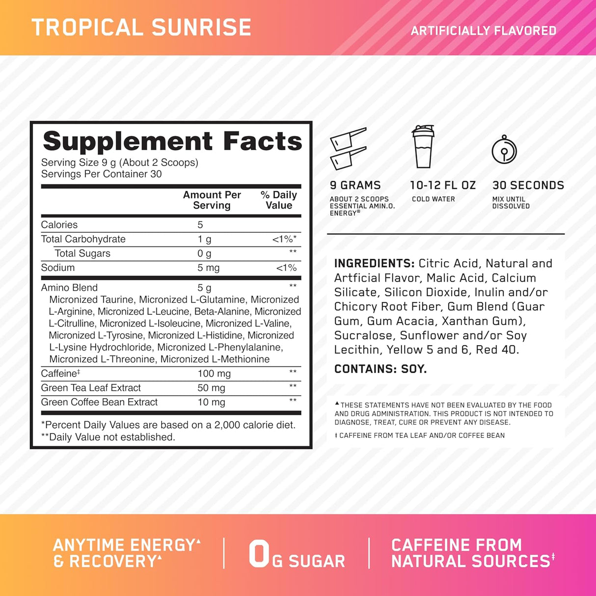 Amino Energy Tropical Sunrise - Optimum Nutrition, 30 Servings