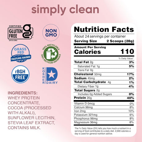 Proteína en polvo Simply Tera, Whey Clean, 24 oz, Sin GMO