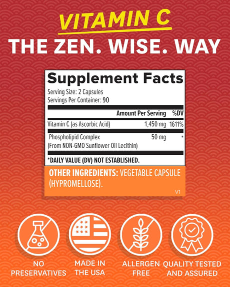 Suplementos Ácido ascórbico liposomal de vitamina C 1000 mg