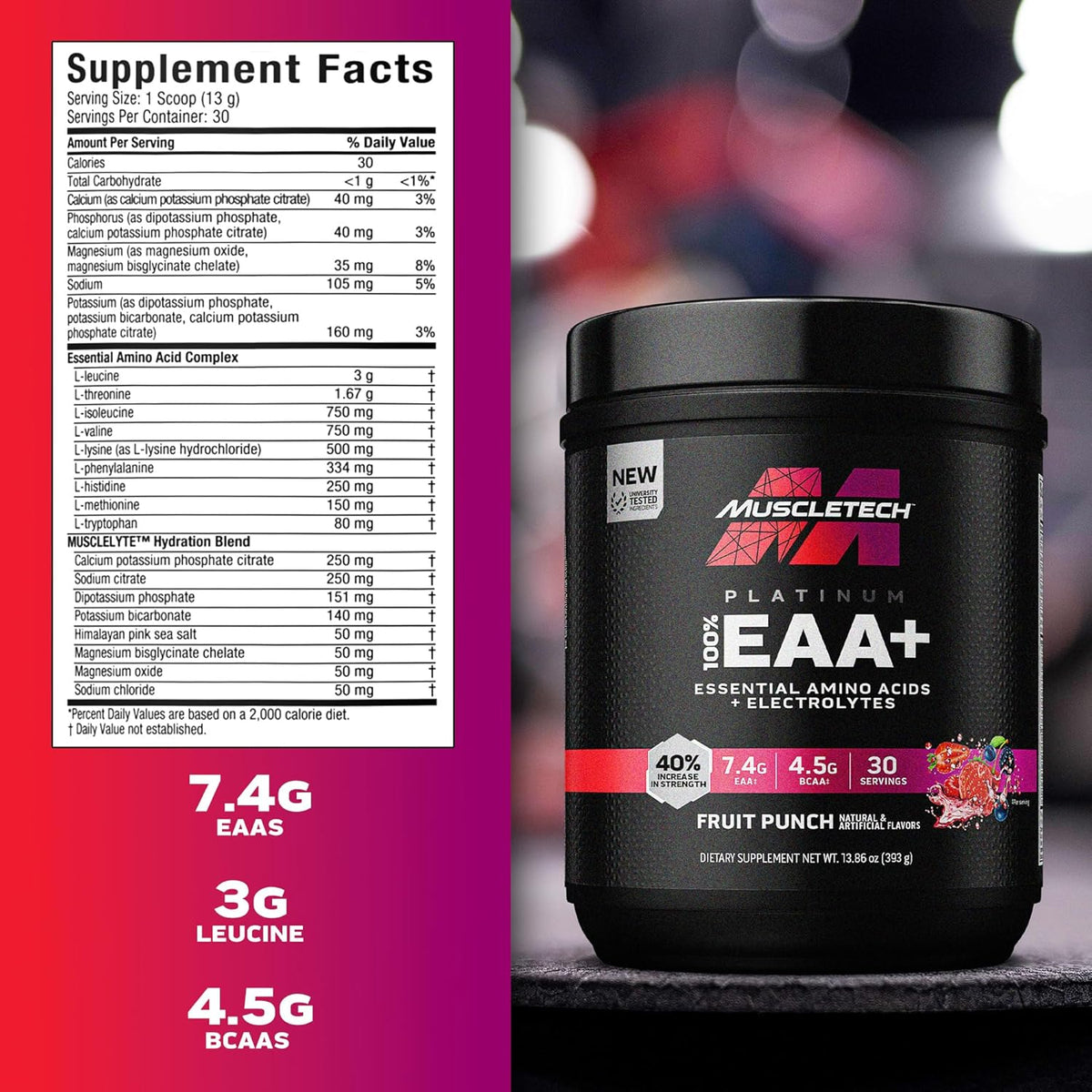 Suplemento de Aminoácidos Esenciales MuscleTech, Energía y Fuerza, 30Serv