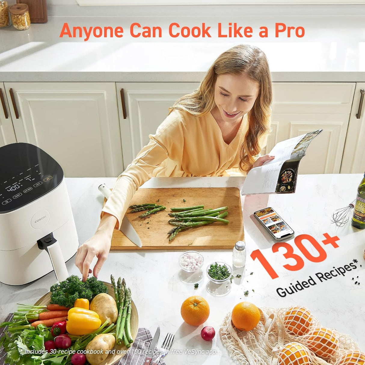 Freidora de Aire COSORI Pro LE 5Qt, 10 Funciones y Recetas
