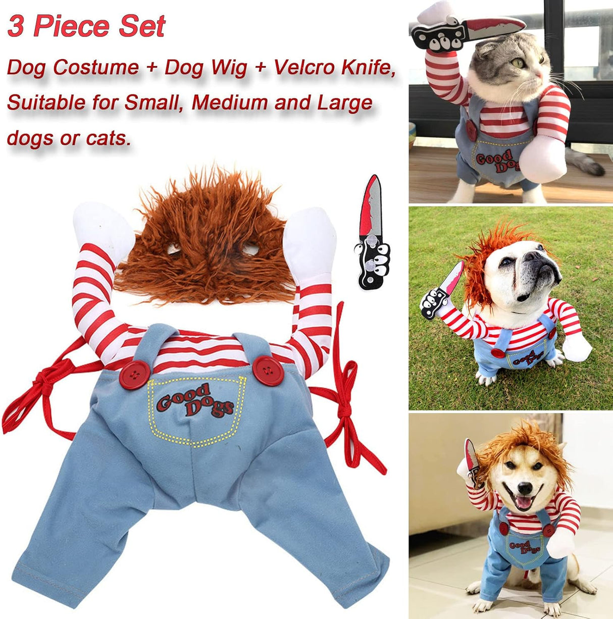Disfraces de muñeca mortal para mascotas talla XL