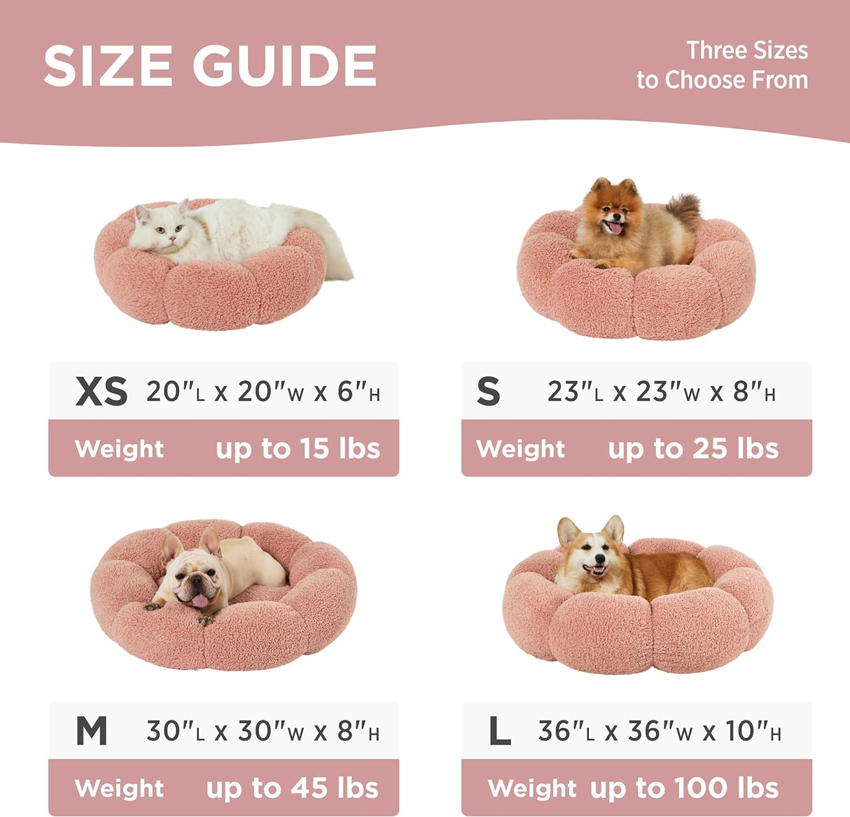 Cama grande calmante para perros de flores en sherpa felpa