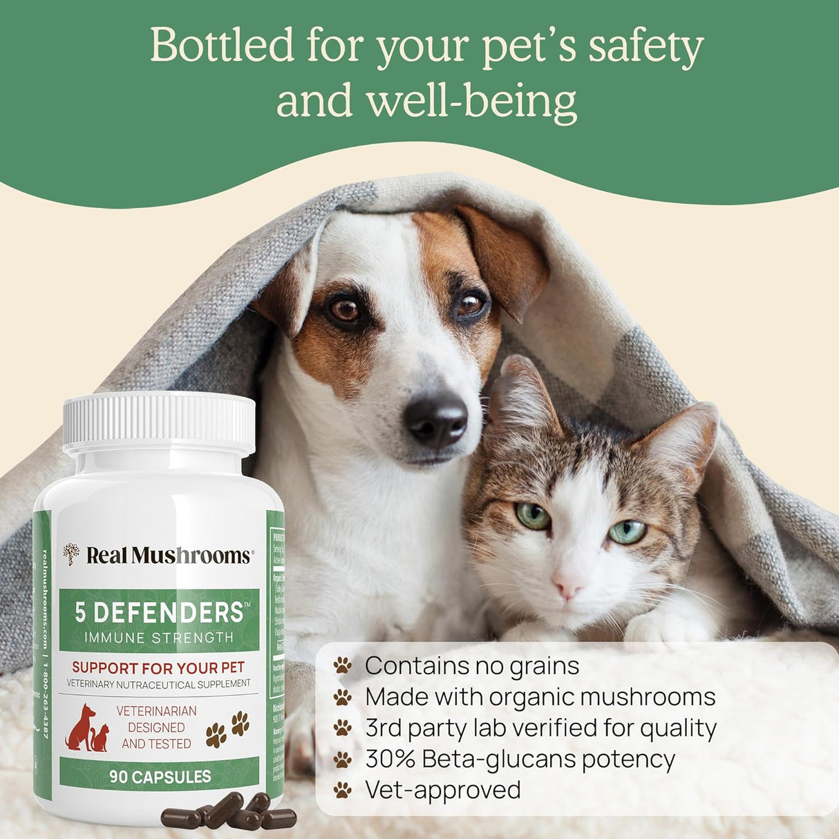 Suplementos de hongos para mascotas 90 cápsulas