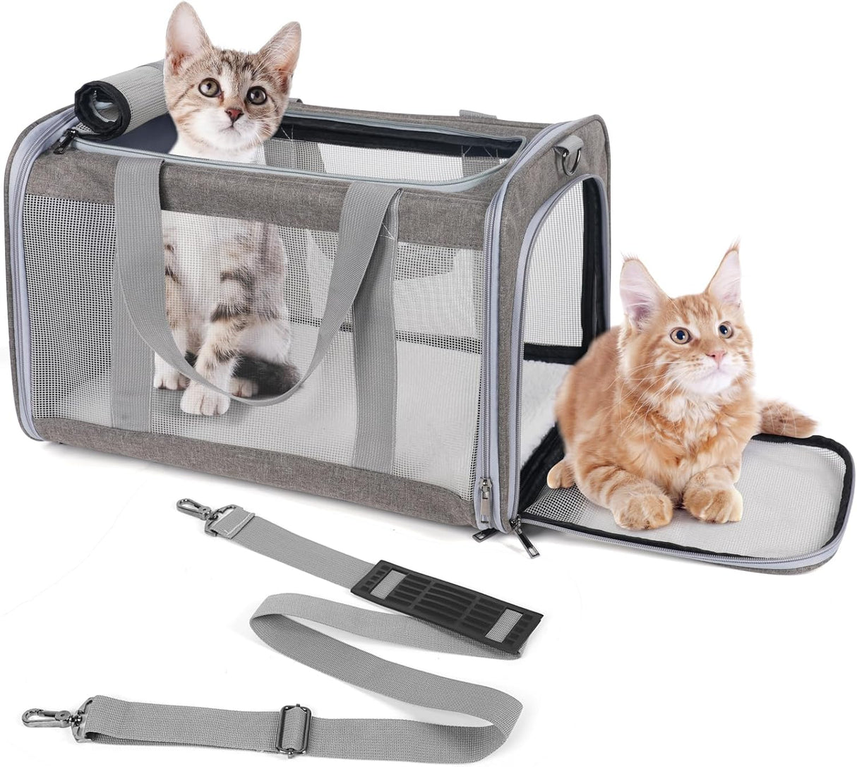 Transportador para Gatos Grandes 20 lbs, Ventilación y 4 Ventanas
