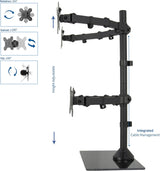 Soporte de Escritorio para 4 Monitores VIVO, Base de Vidrio, STAND-V004FG